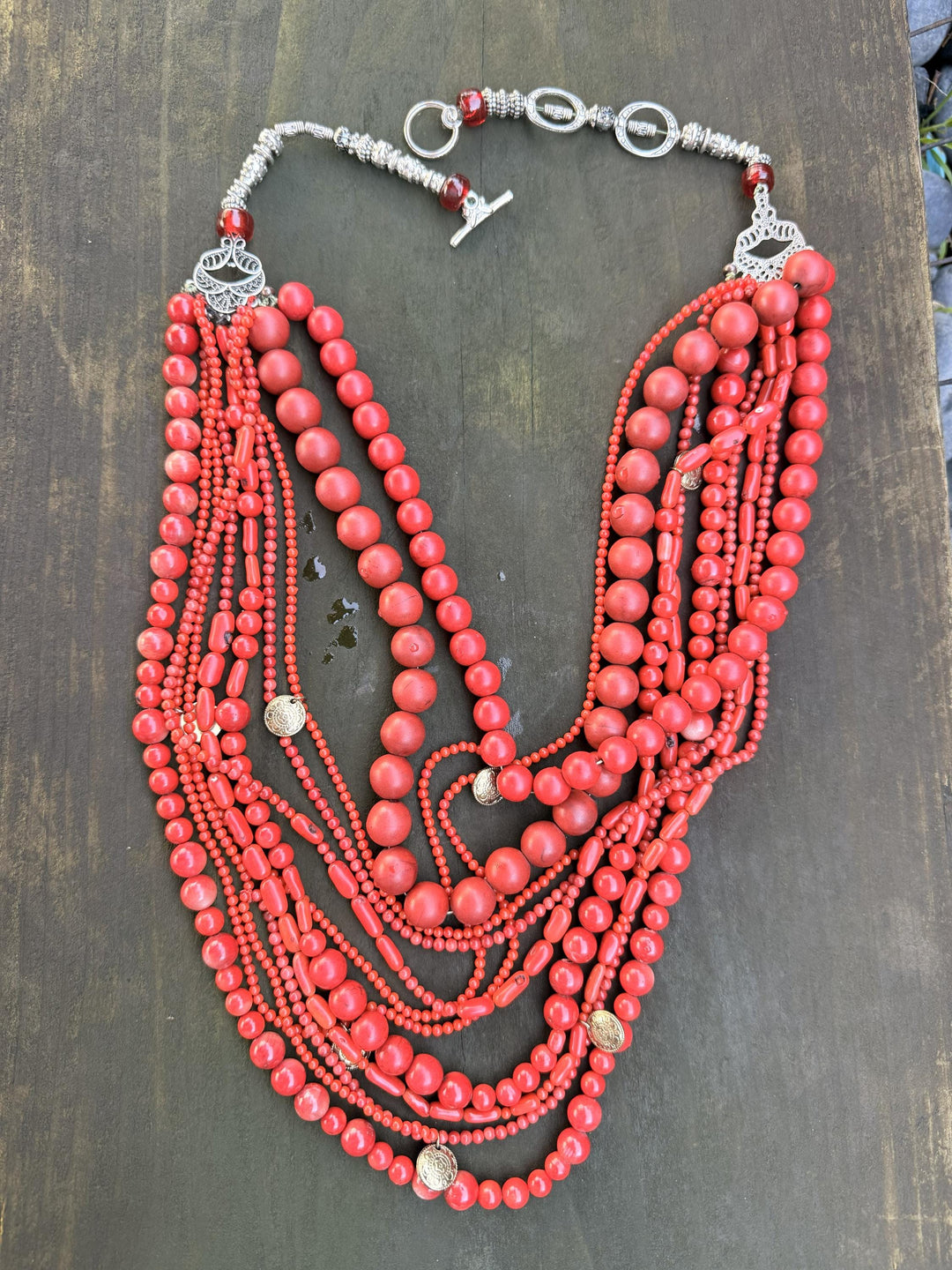 Ukrainian Traditional Red Coral Necklace – Multi-Strand Namysto Korali – One-of-a-Kind Folk Heirloom Jewelry. Custom Orders Available