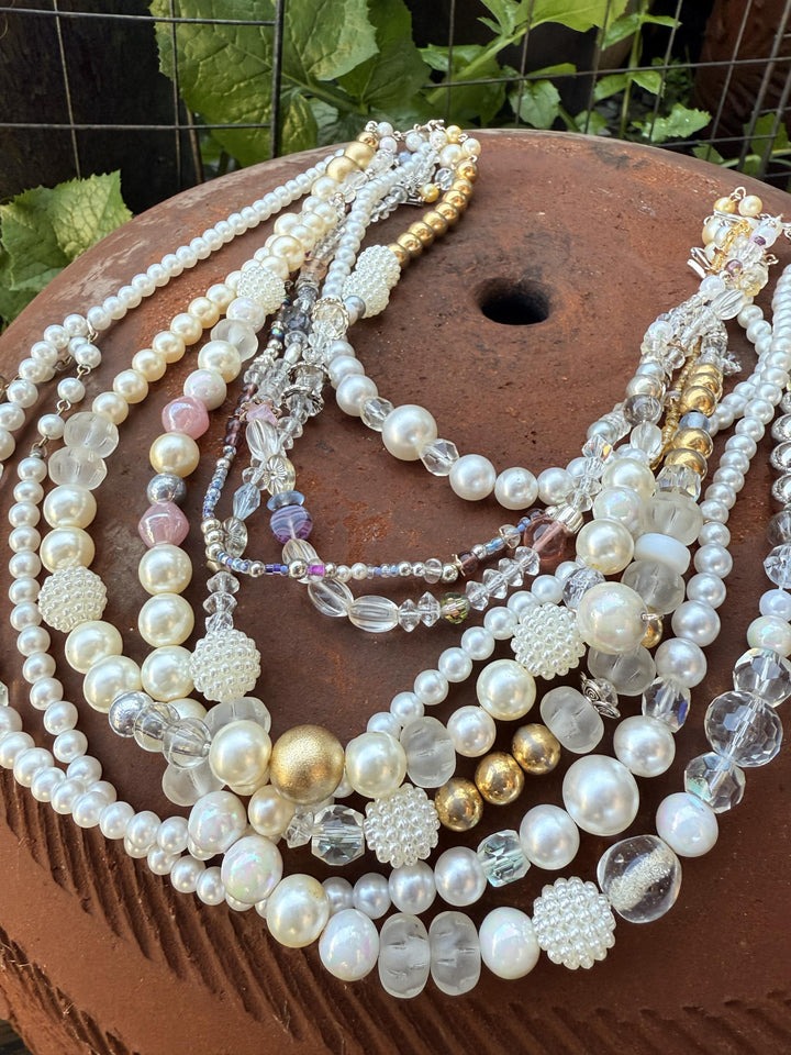 Ukrainian-Inspired Mixed Media Statement Necklace – Handmade Multi-Strand Beaded Jewelry – One of a Kind