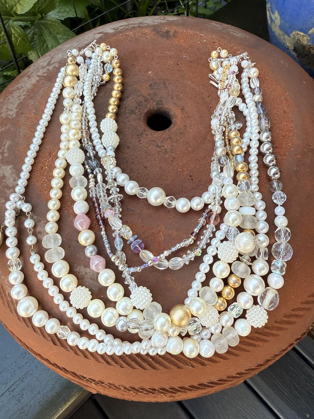 Ukrainian-Inspired Mixed Media Statement Necklace – Handmade Multi-Strand Beaded Jewelry – One of a Kind