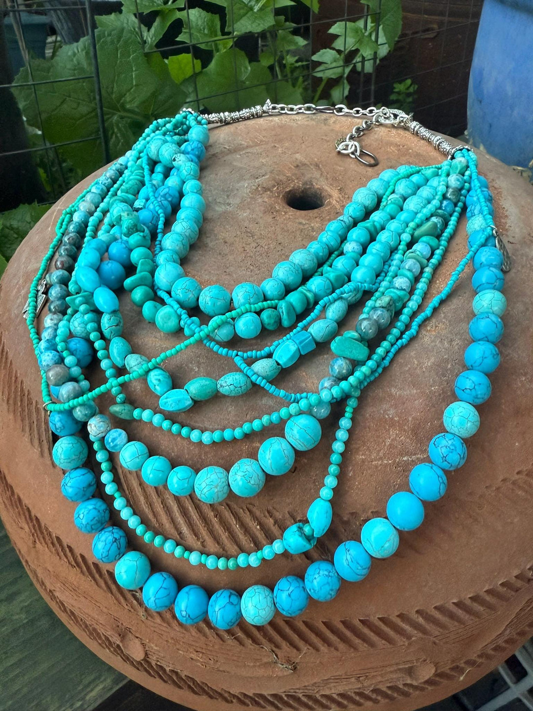 Turquoise & Howlite Layered Statement Necklace | Ukrainian Korali Inspired | Boho Southwest Style | Handmade Beaded Jewelry