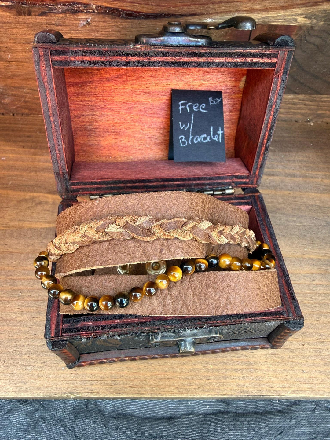 Tiger Eye Leather Wrap Bracelet | Gift Box Included | Handmade Rustic Unisex Jewelry