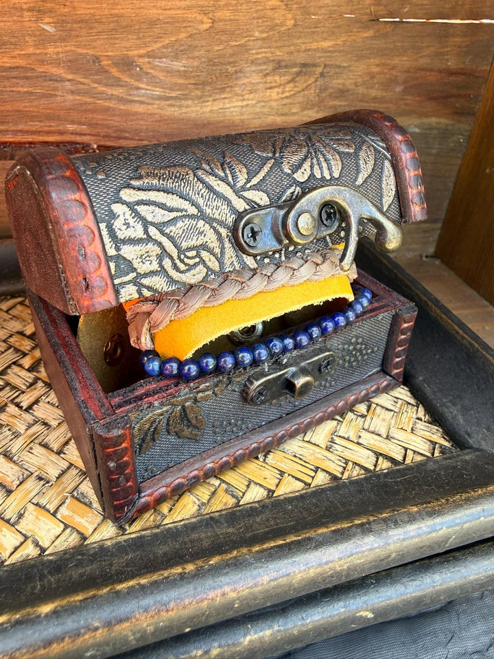 Lapis Leather Wrap Bracelet | Gift Box Included | Handmade Statement Unisex Jewelry