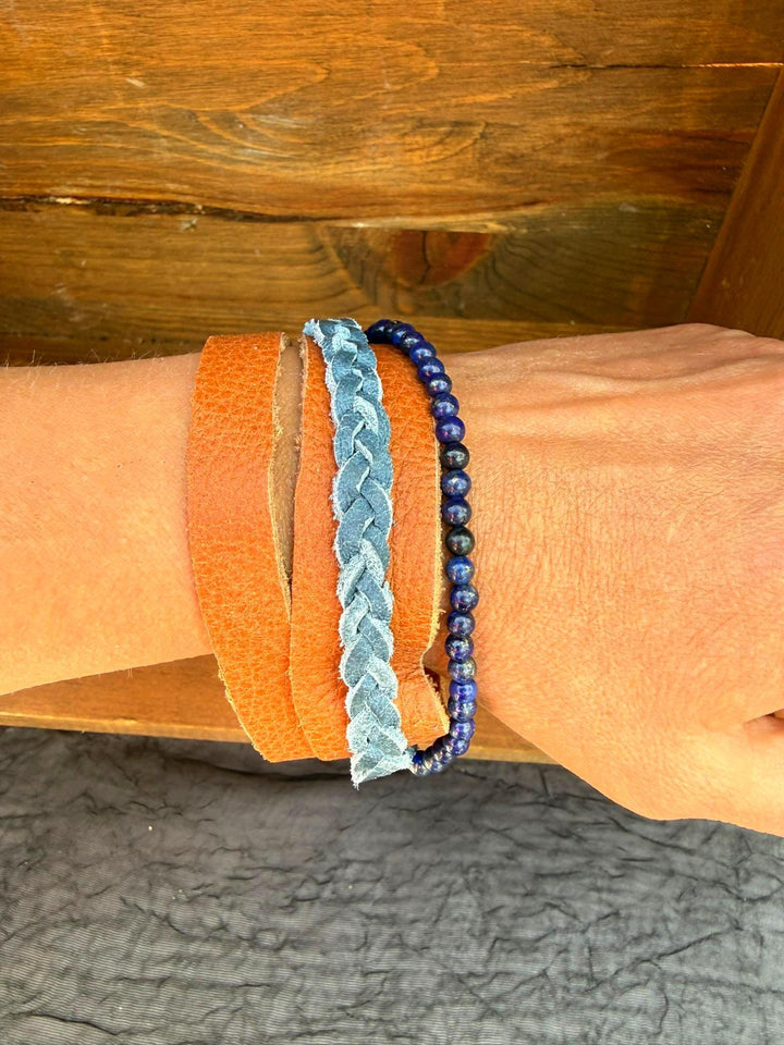 Turquoise Leather Bracelet | Gift Box Included | Handmade Boho Womens Jewelry