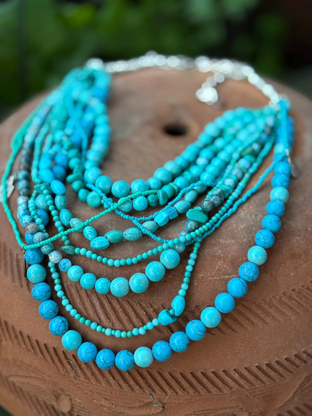 Turquoise & Howlite Layered Statement Necklace | Ukrainian Korali Inspired | Boho Southwest Style | Handmade Beaded Jewelry