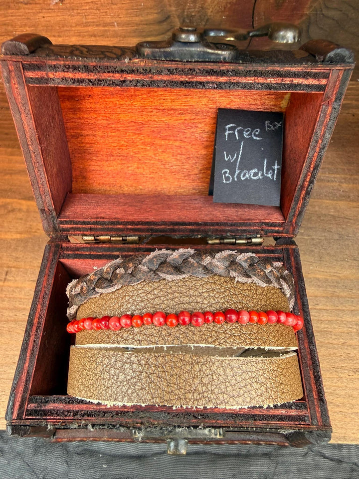 Red Coral Leather Wrap Bracelet | Gift Box Included | Handmade Statement Jewelry