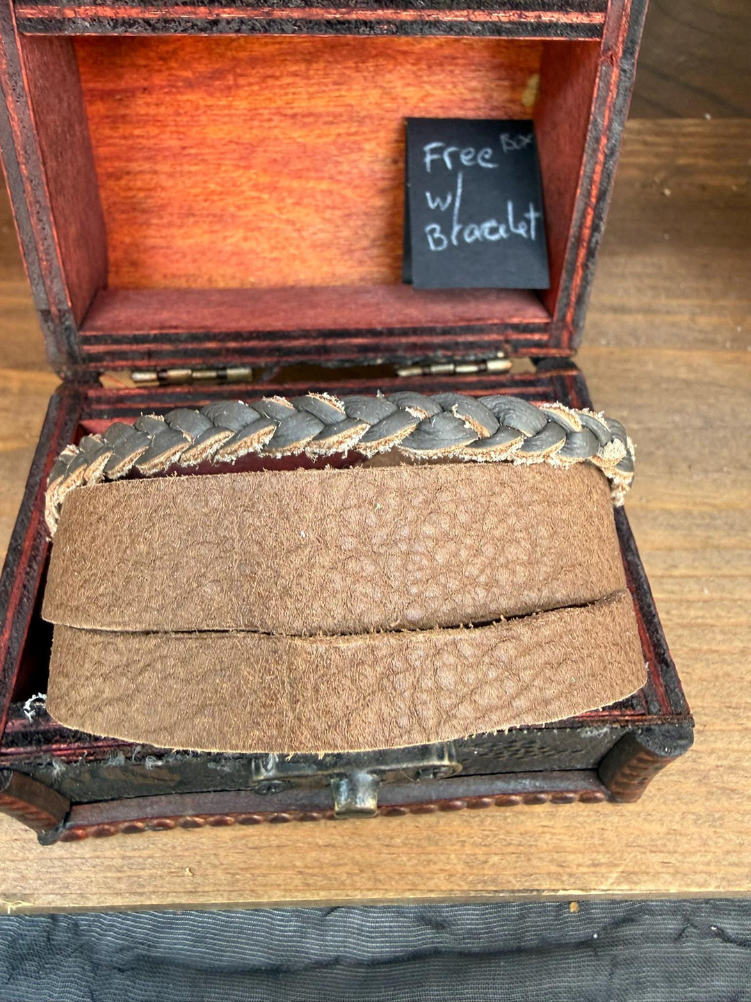 Rustic Brown Leather Wrap Bracelet | Braided Accent Cuff | Handmade Unisex Bracelet | Gift Box Included