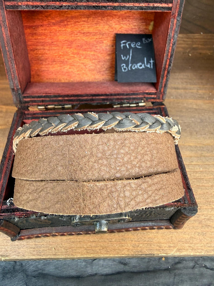Rustic Brown Leather Wrap Bracelet | Braided Accent Cuff | Handmade Unisex Bracelet | Gift Box Included